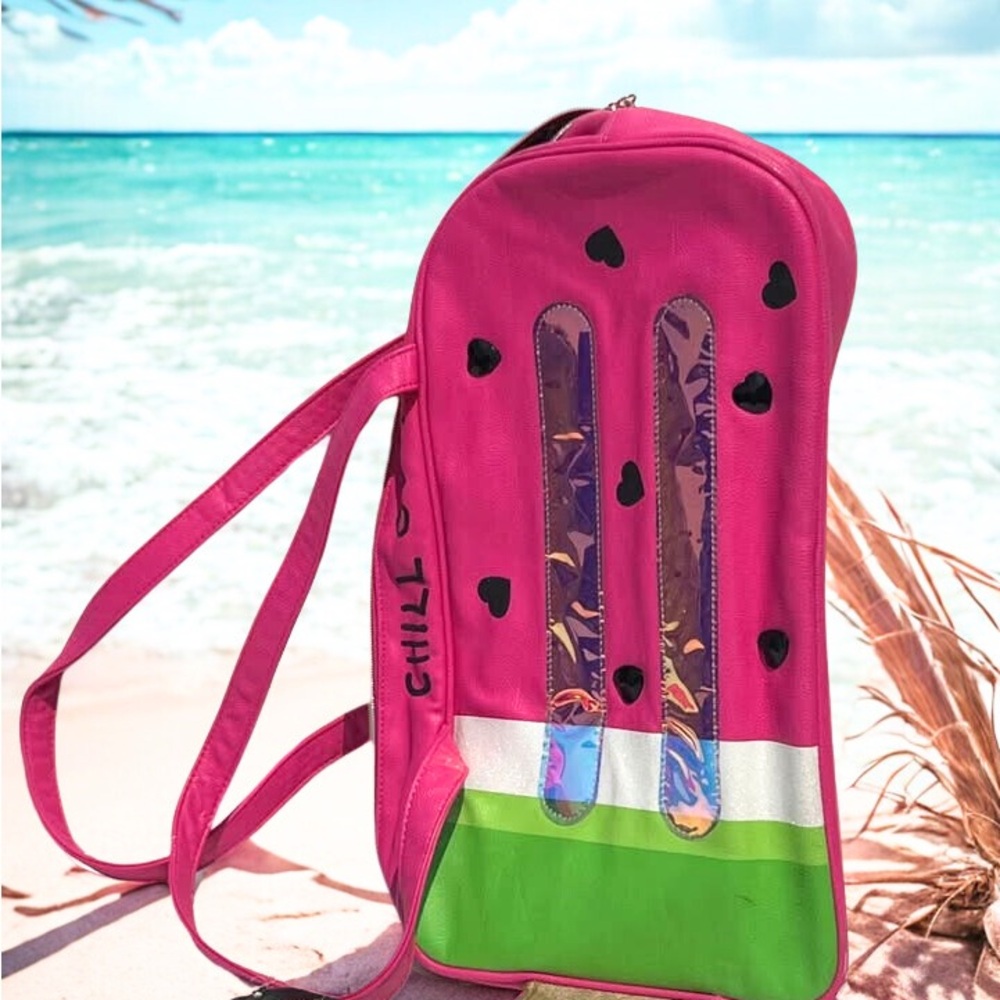 Betsey Johnson Pink and Green Waterproof Backpack